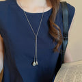 Maillard Style Tiger Eye Teardrop Pendant Adjustable Sweater Necklace For Women view 3