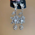 Light Luxury Alloy Flower Teardrop Rhinestone Drop Earrings With Silver Needle view 4
