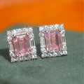Princess Style Pink Stud Earrings For Women With Sparkling Micro Pave Light Luxury Design view 3