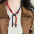 Bohemian Cotton Rope Woven Resin Round Bead Adjustable Sweater Necklace For Women view 3