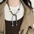 Bohemian Cotton Rope Woven Resin Round Bead Adjustable Sweater Necklace For Women view 4