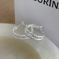 Korean Style Wrinkled Double Layer Geometric Round Iron Hoop Earrings With Silver Pins view 3