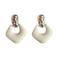 Retro Alloy Enamel Hollow Geometric Round Square Stud Earrings For Women view 5