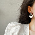 Retro Alloy Enamel Hollow Geometric Round Square Stud Earrings For Women view 2