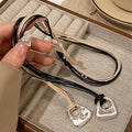 Minimalist Brushed Alloy Hollow Geometric Square Pendant Sweater Necklace With Cool Metal Style view 2