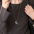 Minimalist Leather Oval Comb Pendant Sweater Necklace For Autumn Winter Fashion view 3