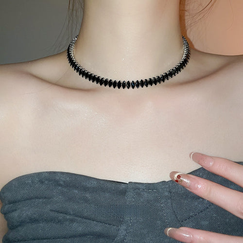 Light Luxury Copper Zircon Geometric Diamond Open Collar Choker Necklace For Women