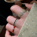 14K Gold Plated Enamel Zircon Round Open Ring For Women view 3