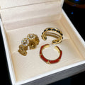 14K Gold Plated Enamel Zircon Round Open Ring For Women view 4