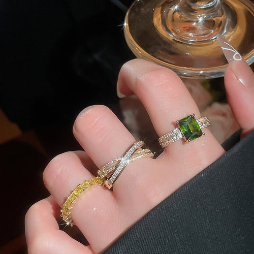 18K Gold Plated Zircon Round Open Ring For Women