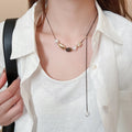 Vintage Maillard Style Tiger Eye And Faux Pearl Flower Pendant Necklace For Women view 4