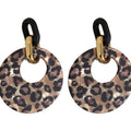 Retro Maillard Style Leopard Print Acrylic Resin Round Pendant Drop Earrings With Silver Pins view 5