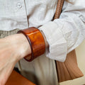 European American Marbled Resin Open Cuff Bangle Minimalist Round Fashion Bracelet For Women view 4