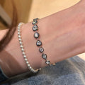 Sparkling Zircon Copper Geometric Round Heart Teardrop Beaded Bracelet For Women view 4