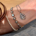 Sparkling Zircon Copper Geometric Round Heart Teardrop Beaded Bracelet For Women view 2