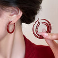 Minimalist Iron Geometric Round Hoop Earrings With Enamel Drip Retro Chic Style For Women view 2
