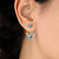Vintage European American Triangle Geometric Steel Ball Stud Earrings With Imitation Turquoise view 3