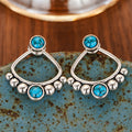 Vintage European American Triangle Geometric Steel Ball Stud Earrings With Imitation Turquoise view 5