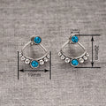 Vintage European American Triangle Geometric Steel Ball Stud Earrings With Imitation Turquoise view 4