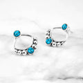 Vintage European American Triangle Geometric Steel Ball Stud Earrings With Imitation Turquoise view 2