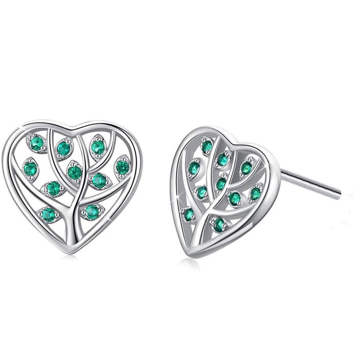Women Minimalist Heart Stud Earrings With Leaf Root Design Niche Fashion Jewelry