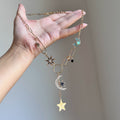 Light Luxury Alloy Rhinestone Star Moon Pendant Sweater Necklace For Women view 3