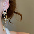 Court Style Acrylic Flower Butterfly Rhinestone Teardrop Tassel Drop Earrings For Women view 3