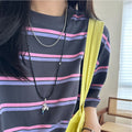 Artificial Crystal Beaded Horse Pendant Necklace Adjustable Minimalist Clavicle Sweater Chain For Women view 4
