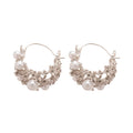 Light Luxury Rhinestone Round Faux Pearl Hollow Flower Basket Earrings For Women view 5