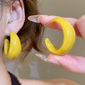 Minimalist C Letter Marbled Resin Hoop Earrings With Silver Needle Studs For Women view 2