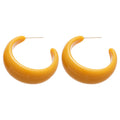 Minimalist C Letter Marbled Resin Hoop Earrings With Silver Needle Studs For Women view 5