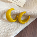 Minimalist C Letter Marbled Resin Hoop Earrings With Silver Needle Studs For Women view 3
