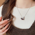 Iron Enamel Dachshund Dog Flower Pendant Necklace Cute Vacation Style Collarbone Jewelry For Women view 3