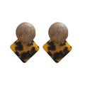 Maillard Style Leopard Print Acetate Wood Round Geometric Diamond Drop Earrings view 5