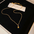 Light Luxury Copper Zircon Star Pendant Necklace, Minimalist Fashion Clavicle Chain view 4