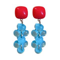 Geometric Square Resin Grape Tassel Drop Earrings With Silver Pins, Sweet Hong Kong Style view 5
