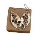 Vintage Alloy Rhinestone Hollow Oval Pendant Drop Earrings Ethnic Geometric Ear Hook Jewelry view 5