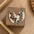 Vintage Alloy Rhinestone Hollow Oval Pendant Drop Earrings Ethnic Geometric Ear Hook Jewelry view 2
