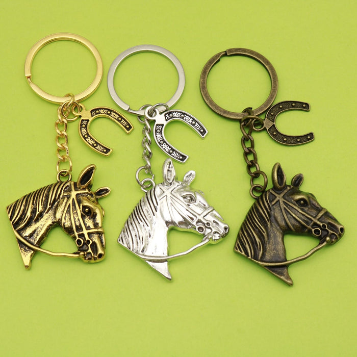 Metal Horse Head Keychain Key Ring Bag Charm Gift