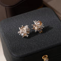 Elegant French Tea Crystal Firework Studs With Alloy Silver Pin, Square Zircon Rhinestone Cluster Earrings view 3