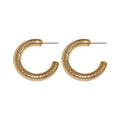 Minimalist Metal C Shape Stud Earrings With Spotted Wrinkle Texture Geometric Round Design view 5