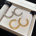Minimalist Metal C Shape Stud Earrings With Spotted Wrinkle Texture Geometric Round Design view 4