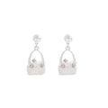 French Vintage Woven Basket Pearl Rhinestone Drop Earrings Elegant Luxury Alloy Silver Needle Earrings view 5