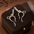 Elegant Full Rhinestone Bow Ribbon Dangle Alloy Silver Needle Luxury Sweet Statement Earrings view 4