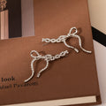 Elegant Full Rhinestone Bow Ribbon Dangle Alloy Silver Needle Luxury Sweet Statement Earrings view 3
