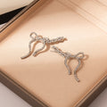 Elegant Full Rhinestone Bow Ribbon Dangle Alloy Silver Needle Luxury Sweet Statement Earrings view 2