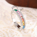Colorful Zircon Ring For Women, Dopamine Style Delicate Fashion Finger Jewelry Accessory view 4