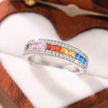 Colorful Zircon Ring For Women, Dopamine Style Delicate Fashion Finger Jewelry Accessory view 3
