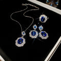 Sparkling Rhinestone Oval Alloy Jewelry Set With Ring Necklace Earrings Light Luxury Style view 4