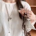 Korean Style Stainless Steel Smooth Pony Pendant Sweater Necklace For Women view 1